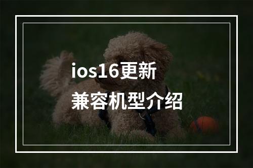 ios16更新兼容机型介绍