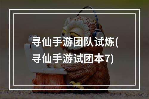 寻仙手游团队试炼(寻仙手游试团本7)