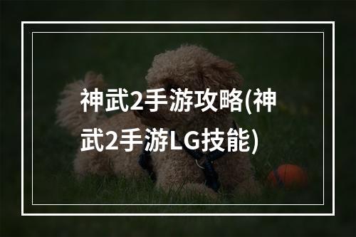 神武2手游攻略(神武2手游LG技能)