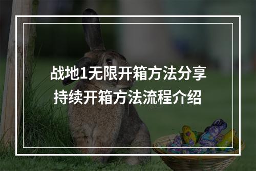 战地1无限开箱方法分享 持续开箱方法流程介绍