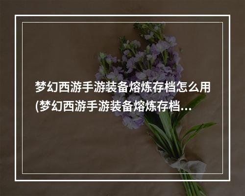 梦幻西游手游装备熔炼存档怎么用(梦幻西游手游装备熔炼存档)