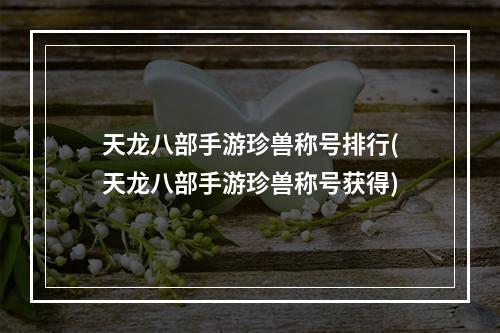 天龙八部手游珍兽称号排行(天龙八部手游珍兽称号获得)