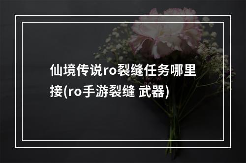 仙境传说ro裂缝任务哪里接(ro手游裂缝 武器)