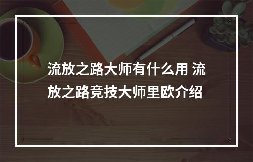 流放之路大师有什么用 流放之路竞技大师里欧介绍