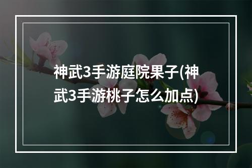 神武3手游庭院果子(神武3手游桃子怎么加点)