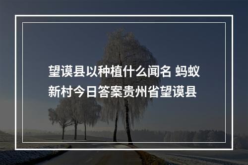 望谟县以种植什么闻名 蚂蚁新村今日答案贵州省望谟县