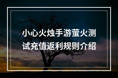 小心火烛手游萤火测试充值返利规则介绍