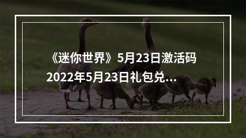 《迷你世界》5月23日激活码 2022年5月23日礼包兑换码