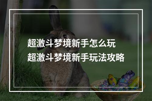 超激斗梦境新手怎么玩 超激斗梦境新手玩法攻略