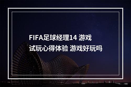 FIFA足球经理14 游戏试玩心得体验 游戏好玩吗