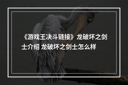 《游戏王决斗链接》龙破坏之剑士介绍 龙破坏之剑士怎么样