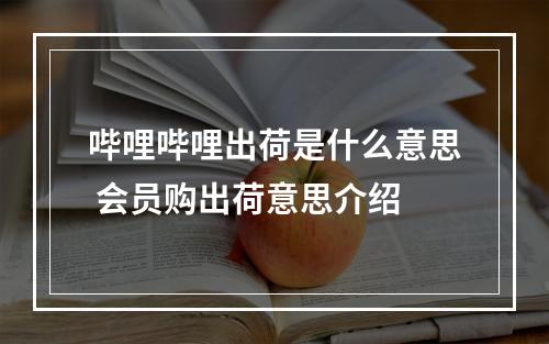 哔哩哔哩出荷是什么意思 会员购出荷意思介绍