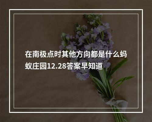 在南极点时其他方向都是什么蚂蚁庄园12.28答案早知道