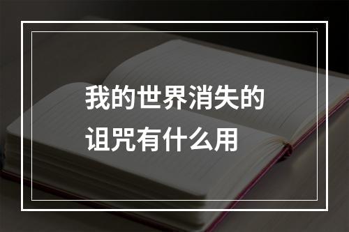 我的世界消失的诅咒有什么用