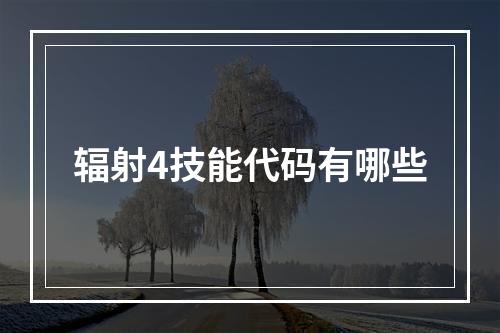 辐射4技能代码有哪些