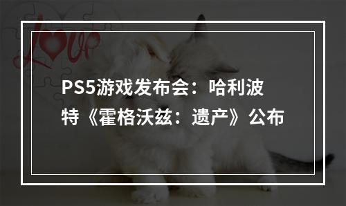 PS5游戏发布会：哈利波特《霍格沃兹：遗产》公布