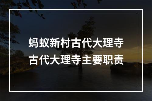 蚂蚁新村古代大理寺古代大理寺主要职责