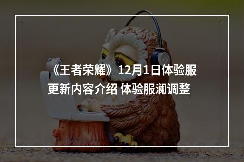 《王者荣耀》12月1日体验服更新内容介绍 体验服澜调整