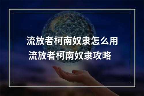 流放者柯南奴隶怎么用 流放者柯南奴隶攻略