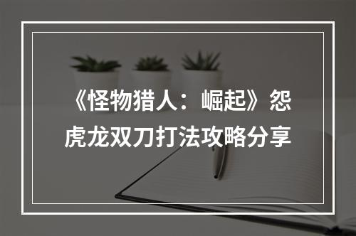 《怪物猎人：崛起》怨虎龙双刀打法攻略分享