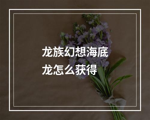 龙族幻想海底龙怎么获得