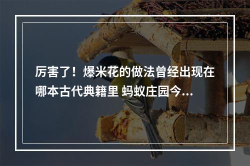 厉害了！爆米花的做法曾经出现在哪本古代典籍里 蚂蚁庄园今日答案早知道6月8日