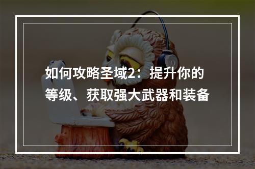 如何攻略圣域2：提升你的等级、获取强大武器和装备