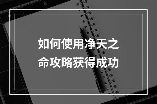 如何使用净天之命攻略获得成功