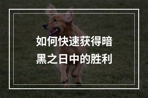 如何快速获得暗黑之日中的胜利