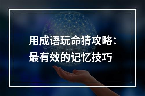 用成语玩命猜攻略：最有效的记忆技巧