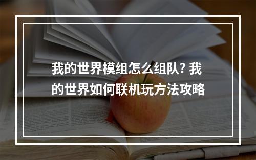 我的世界模组怎么组队? 我的世界如何联机玩方法攻略