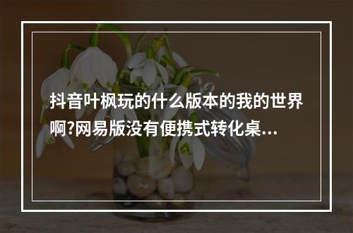 抖音叶枫玩的什么版本的我的世界啊?网易版没有便携式转化桌 网易我的世界最新版本是哪个攻略列表