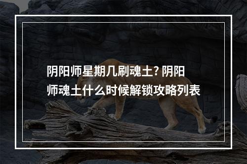 阴阳师星期几刷魂土? 阴阳师魂土什么时候解锁攻略列表