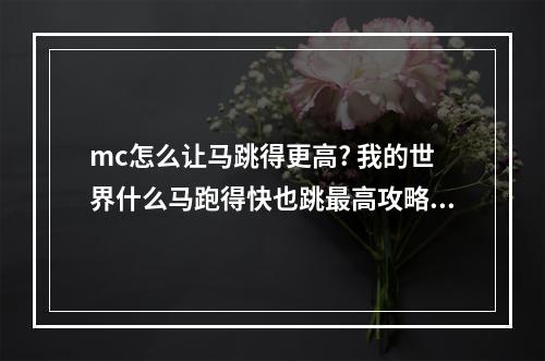 mc怎么让马跳得更高? 我的世界什么马跑得快也跳最高攻略列表