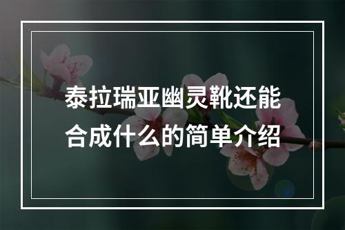 泰拉瑞亚幽灵靴还能合成什么的简单介绍