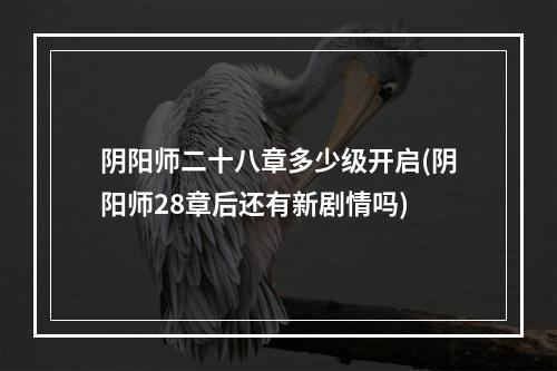 阴阳师二十八章多少级开启(阴阳师28章后还有新剧情吗)