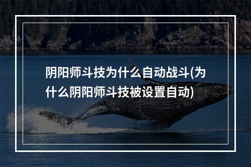 阴阳师斗技为什么自动战斗(为什么阴阳师斗技被设置自动)