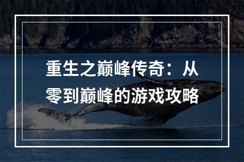 重生之巅峰传奇：从零到巅峰的游戏攻略