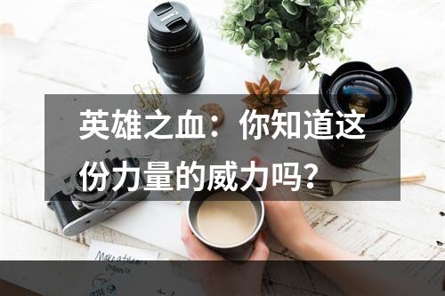 英雄之血：你知道这份力量的威力吗？