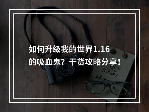 如何升级我的世界1.16的吸血鬼？干货攻略分享！