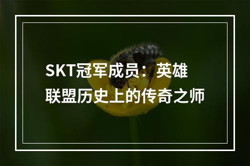 SKT冠军成员：英雄联盟历史上的传奇之师