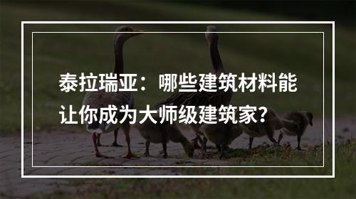 泰拉瑞亚：哪些建筑材料能让你成为大师级建筑家？