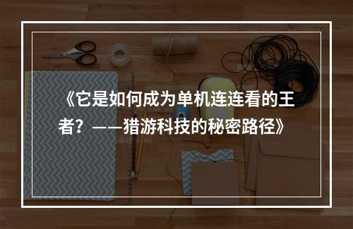 《它是如何成为单机连连看的王者？——猎游科技的秘密路径》