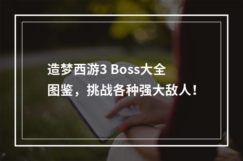 造梦西游3 Boss大全图鉴，挑战各种强大敌人！