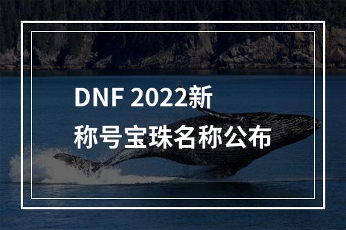 DNF 2022新称号宝珠名称公布