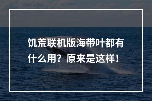 饥荒联机版海带叶都有什么用？原来是这样！