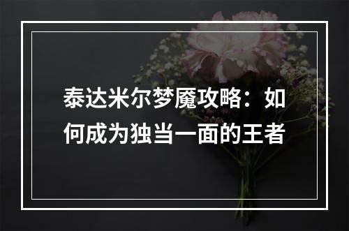 泰达米尔梦魇攻略：如何成为独当一面的王者