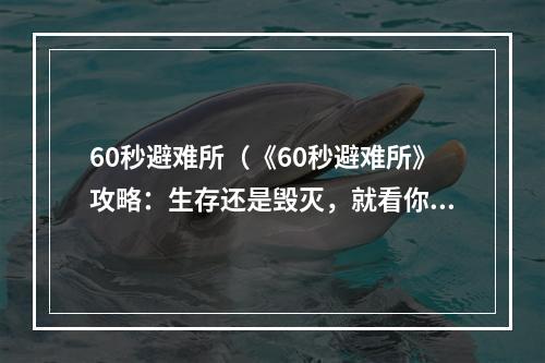 60秒避难所（《60秒避难所》攻略：生存还是毁灭，就看你60秒内做了什么！）