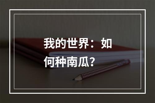 我的世界：如何种南瓜？