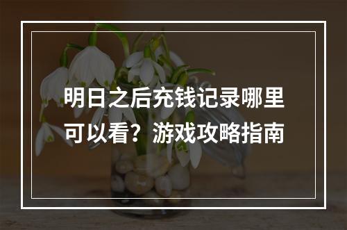 明日之后充钱记录哪里可以看？游戏攻略指南